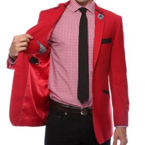 Designer Men's Red Suit Jacket - Christmas Suit Jacket - Men's Size 44L